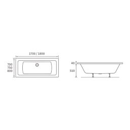 Colorado  Double-Ended Bath Acrylic No Tap Holes 1700mm x 700mm