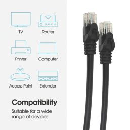 Labgear Black Unshielded RJ45 Cat 6 Patch Lead 20m