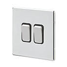MK Aspect 10AX 2-Gang 2-Way Switch  Polished Chrome with Black Inserts