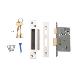 Smith & Locke Fire Rated  5 Lever Satin Nickel Architectural Sash Lock 65mm Case - 44mm Backset