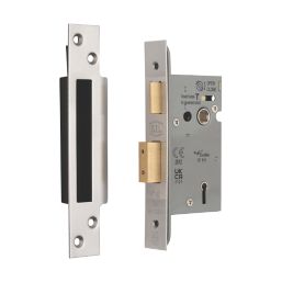 Smith & Locke Fire Rated  5 Lever Satin Nickel Architectural Sash Lock 65mm Case - 44mm Backset