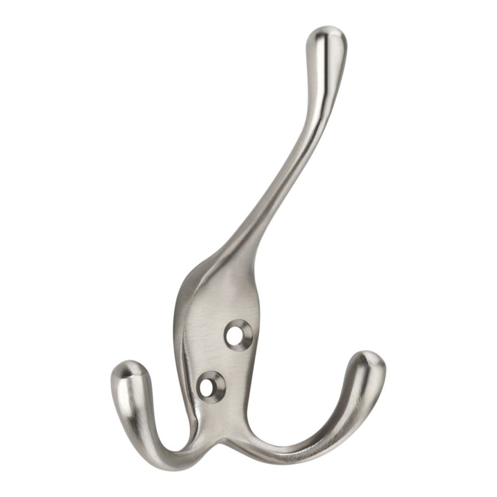 Essentials Tri-Hook Satin Nickel 100mm - Screwfix