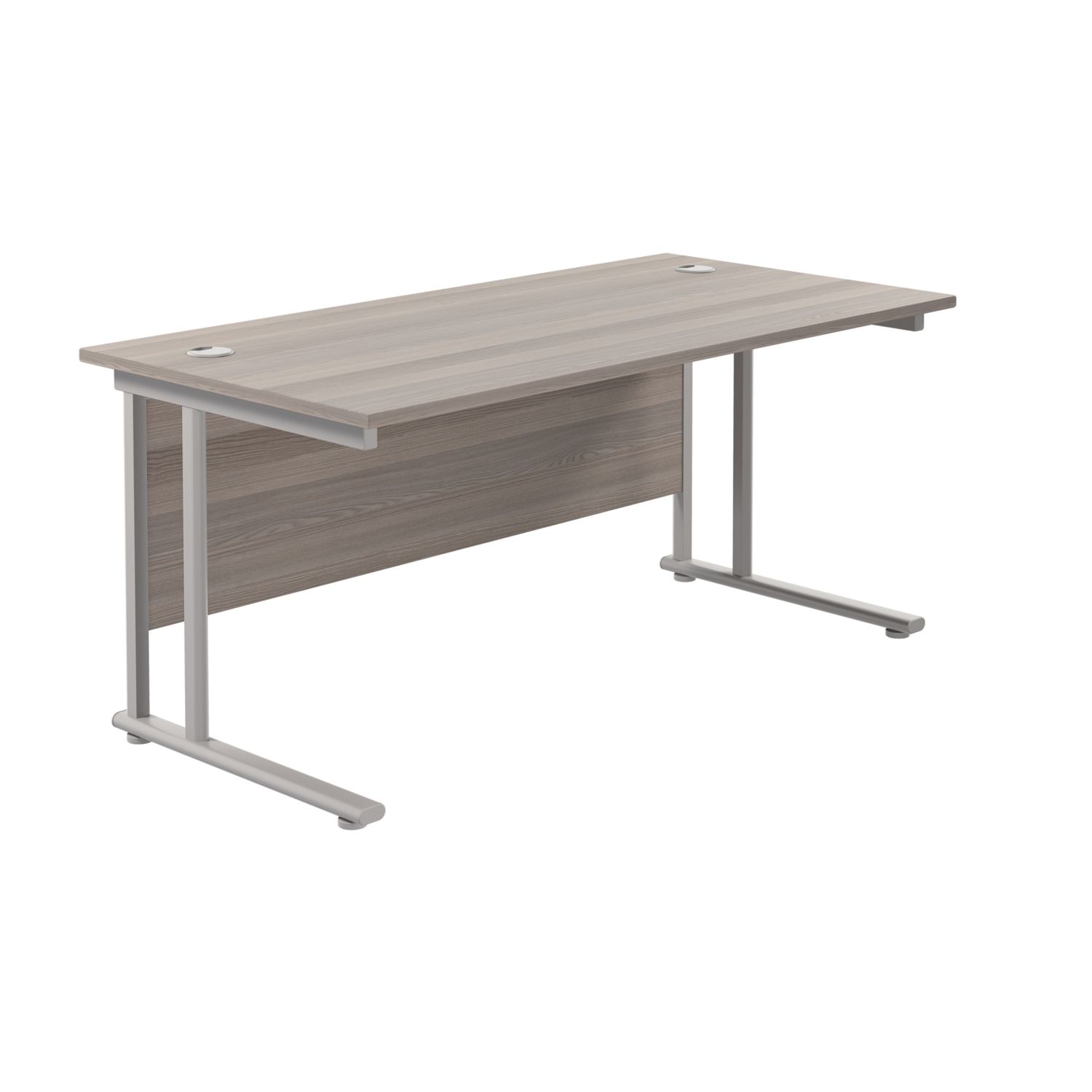TC Group Aztec Twin Upright Rectangular Office Desk Grey Oak/Silver 1600mm x 800mm (409TT)