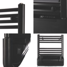 TCP  1300W Electric Wall-Mounted Oil Filled Towel Radiator with Heater 607mm x 515mm Black 4436BTU