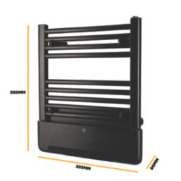 TCP  1300W Electric Wall-Mounted Oil Filled Towel Radiator with Heater 607mm x 515mm Black 4436BTU