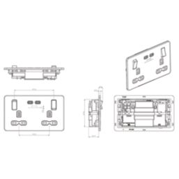 Knightsbridge  13A 2-Gang DP Switched Socket + 3.25A 65W 2-Outlet Type C USB Charger Antique Brass with Black Inserts