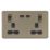 Knightsbridge  13A 2-Gang DP Switched Socket + 3.25A 65W 2-Outlet Type C USB Charger Antique Brass with Black Inserts