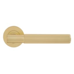 Eclipse Insignia Premium Fire Rated Linear Lever On Rose Door Handle Pair Satin Brass 1 Pair