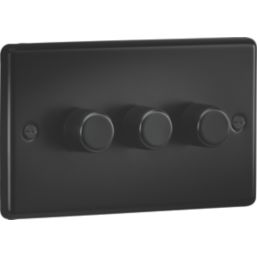 Knightsbridge  3-Gang 2-Way LED Intelligent Dimmer Switch  Matt Black