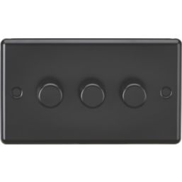 Knightsbridge  3-Gang 2-Way LED Intelligent Dimmer Switch  Matt Black
