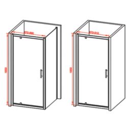 Framed Rectangular Pivot Shower Door Polished Silver 900mm x 1850mm