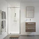 Framed Rectangular Pivot Shower Door Polished Silver 900mm x 1850mm