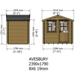 Shire Avesbury 8' x 6' (Nominal) Apex Timber Log Cabin