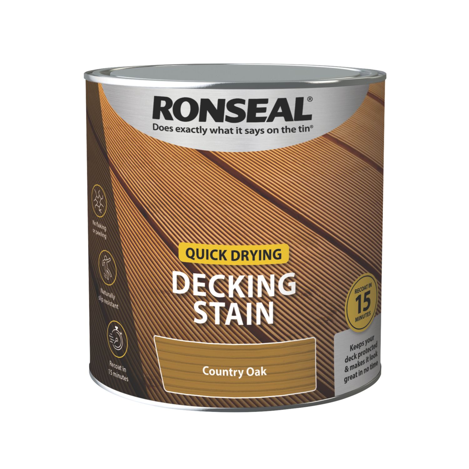 Ronseal Quick Drying 2.5Ltr Country Oak Anti Slip Decking Stain (410VT)