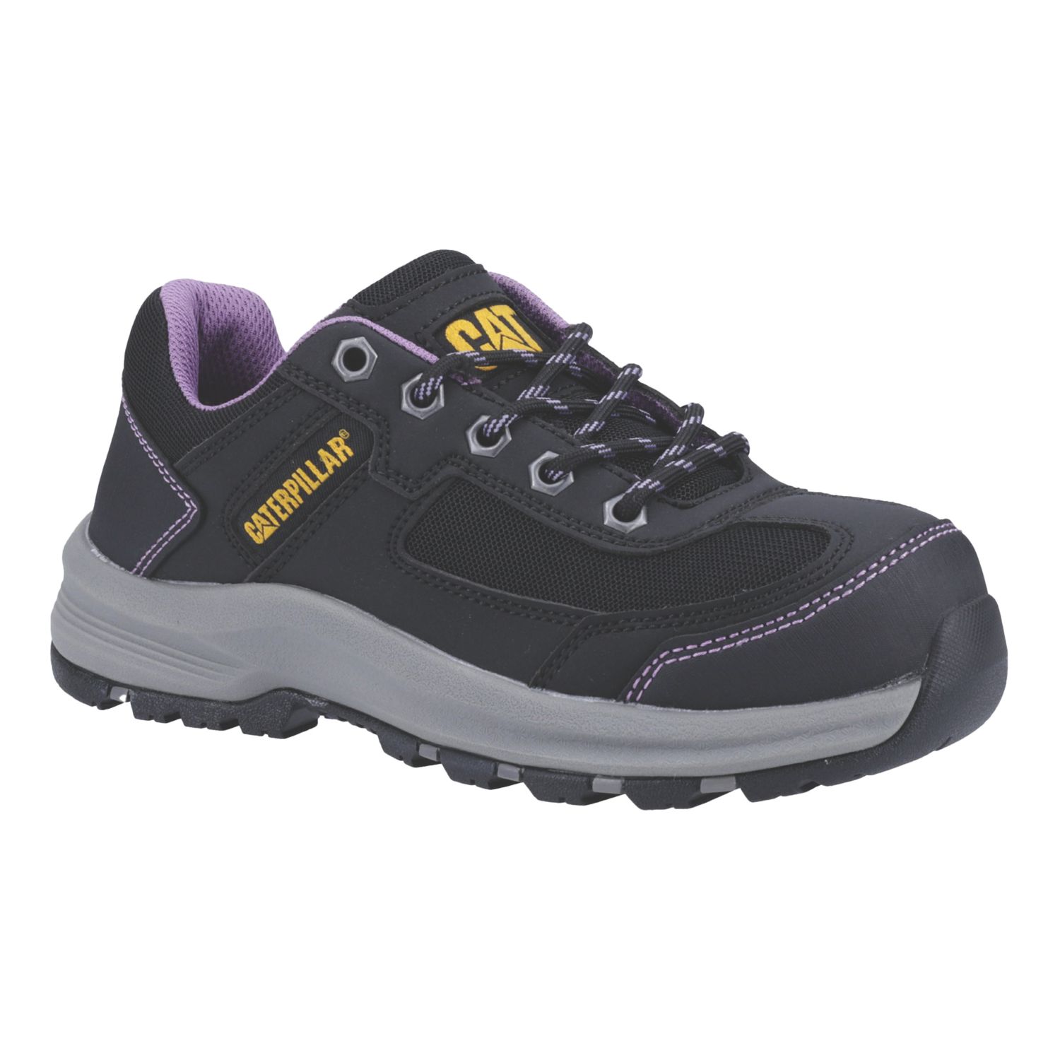 CAT Elmore Size 5 Womens Black/Lilac Steel Toe Cap Safety Trainers (410VU)