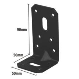 Magnodur Reinforced Angle Brackets Black 50mm x 50mm x 90mm 10 Pack