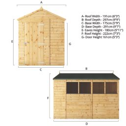 Mercia Modular 6' x 9' 6" (Nominal) Apex Shiplap T&G Timber Shed