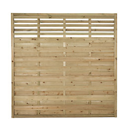 Forest Kyoto  Slatted Top Fence Panels Natural Timber 6' x 6' Pack of 6