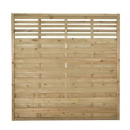 Forest Kyoto  Slatted Top Fence Panels Natural Timber 6' x 6' Pack of 6