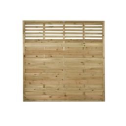 Forest Kyoto  Slatted Top Fence Panels Natural Timber 6' x 6' Pack of 6