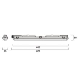 Sylvania Sylproof Toledo Twin 2ft IP65 Rated EMPTY Batten Housing for LED T8 Tubes