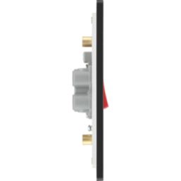 British General Evolve 45A 2-Gang 2-Pole Cooker Switch Grey with LED with Black Inserts