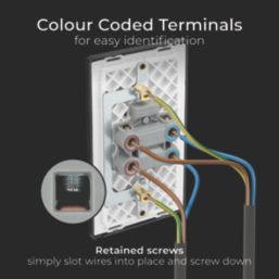 British General Evolve 45A 2-Gang 2-Pole Cooker Switch Grey with LED with Black Inserts