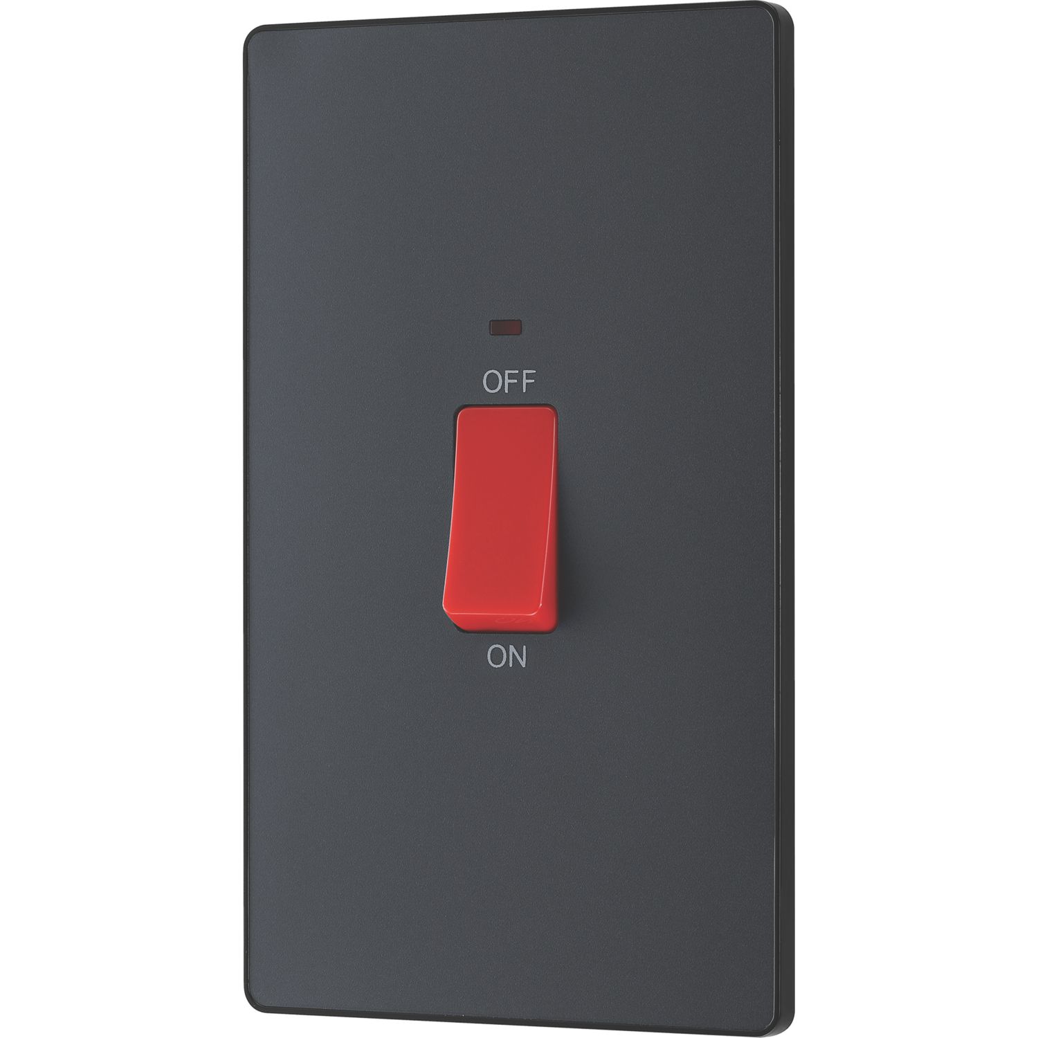 British General Evolve 45A 2-Gang 2-Pole Cooker Switch Grey with LED with Black Inserts (411PY)
