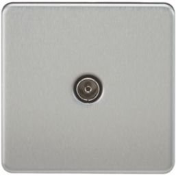Knightsbridge  1-Gang Coaxial TV Socket Brushed Chrome