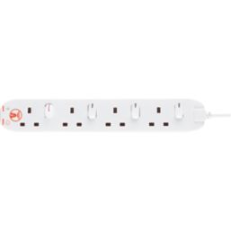 Masterplug 13A 4-Gang Switched Surge-Protected Extension Lead White 2m