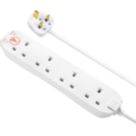 Masterplug 13A 4-Gang Switched Surge-Protected Extension Lead White 2m
