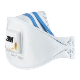 3M 9322+ Aura Cool Flow Comfort Disposable Valved Masks P2 2 Pack