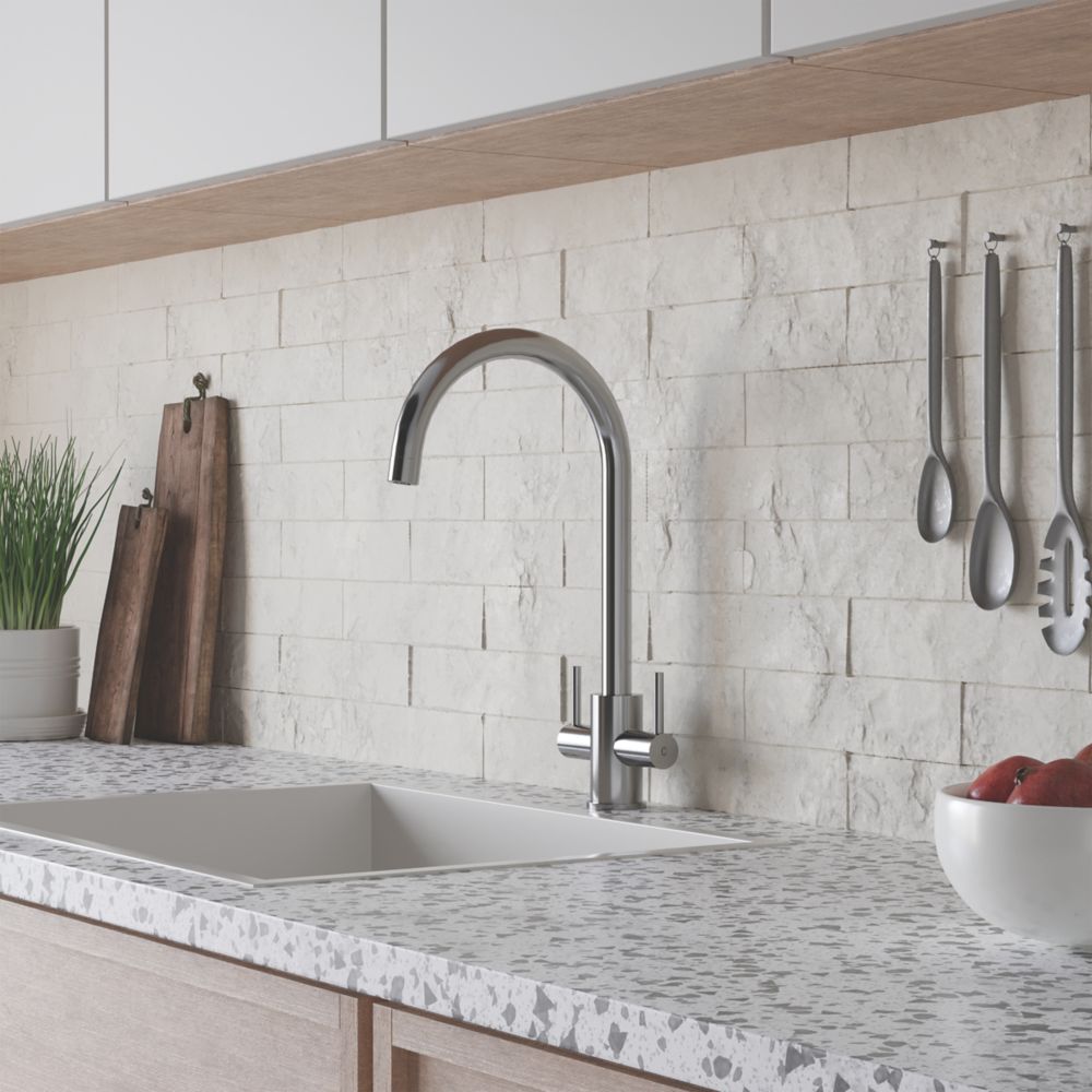 ETAL Dart Twin Lever Kitchen Mixer Tap Polished Chrome - Screwfix