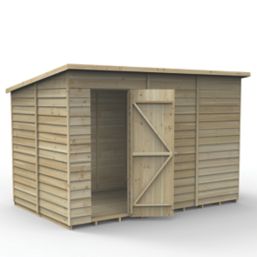 Forest 4Life 6' x 9' 6" (Nominal) Pent Overlap Timber Shed with Base