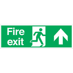 Non Photoluminescent "Fire Exit Arrow Up" Signs 150mm x 450mm 100 Pack
