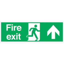 Non Photoluminescent "Fire Exit Arrow Up" Signs 150mm x 450mm 100 Pack