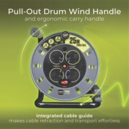 PRO XT OMU2513 13A 4-Gang 25m  Cable Reel 240V