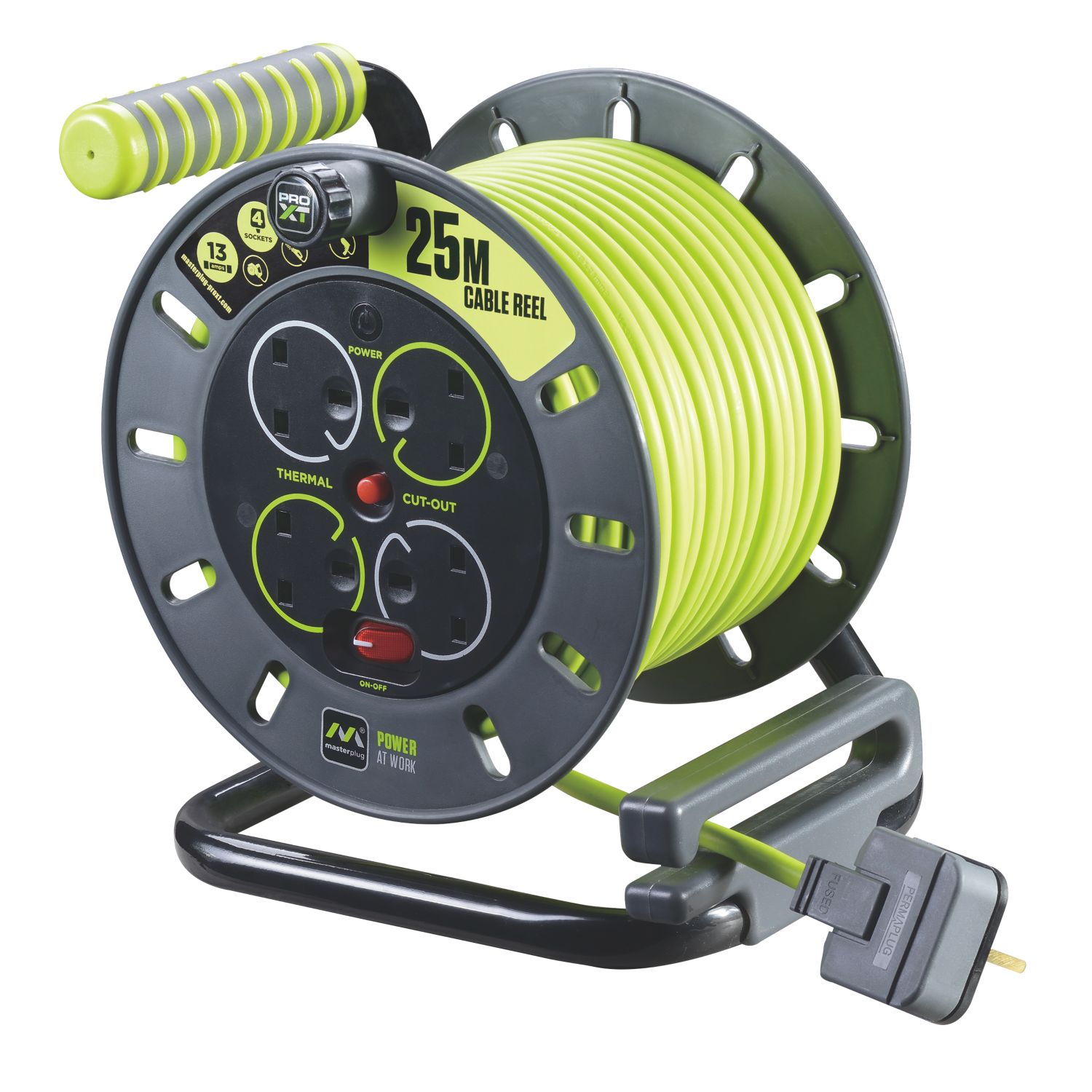 PRO XT OMU2513 13A 4-Gang 25m Cable Reel 240V (412HV)