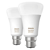 Philips Hue Ambiance Bluetooth BC A60 RGB & White LED Smart Light Bulb 8W 806lm 2 Pack