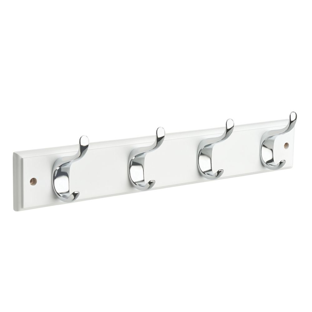 Hardware Solutions 4-Hook Rail White 450mm x 70mm - Screwfix