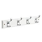 Hardware Solutions 4-Hook Rail Polished Chrome on White Board 450mm x 70mm