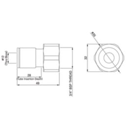 Flomasta  Brass Push-Fit Adapting Female Coupler Pipe Fitting Adaptor 15mm x 3/4"