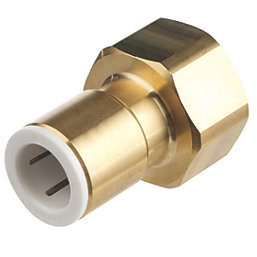 Flomasta Twistloc Brass Push-Fit Adapting Female Coupler Pipe Fitting Adaptor 15mm x 3/4"