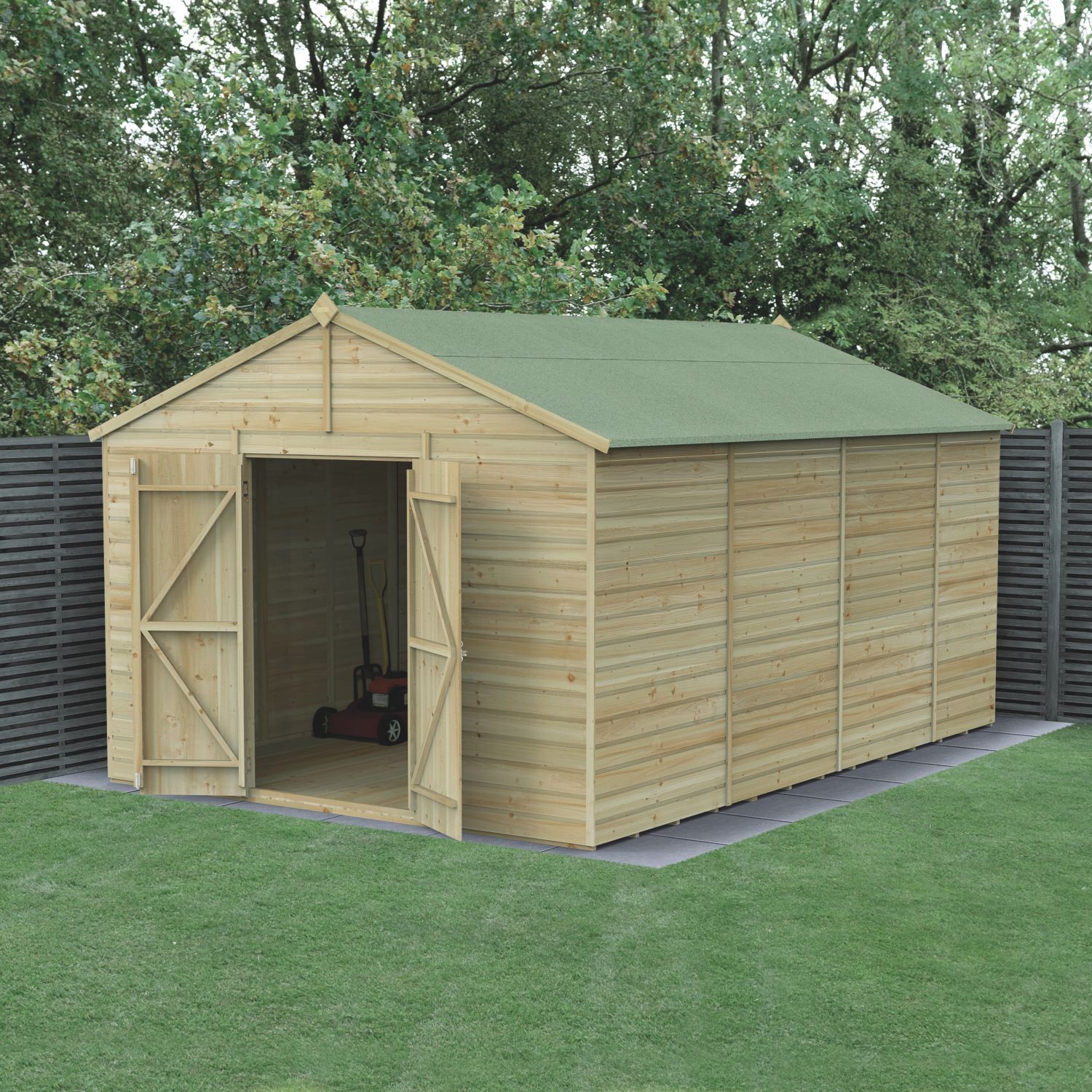 Forest Beckwood 10' x 14' 6" (Nominal) Apex Shiplap Timber Shed with Assembly (412PW)