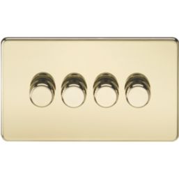 Knightsbridge  4-Gang 2-Way LED Intelligent Dimmer Switch  Polished Brass