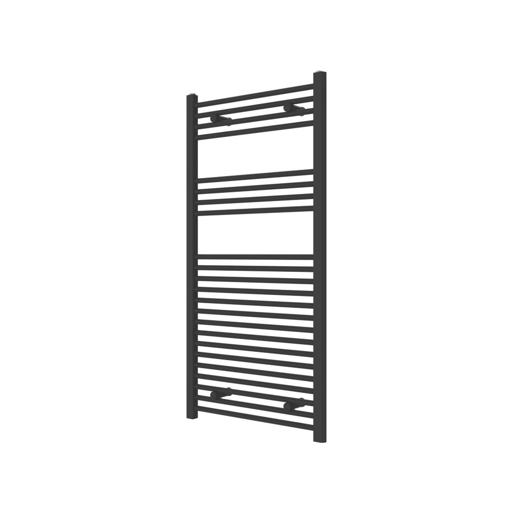 Flomasta 1200mm x 600mm 2101BTU Black Flat Towel Radiator Screwfix