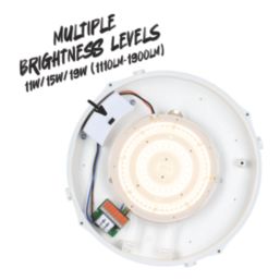 TCP  Indoor & Outdoor Non-Maintained Emergency Round LED Bulkhead Light White 14/18/22W 1900/1995lm
