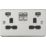 Knightsbridge FPR9904NBC 13A 2-Gang SP Switched Socket + 2.4A 2-Outlet Type A USB Charger Brushed Chrome with Black Inserts