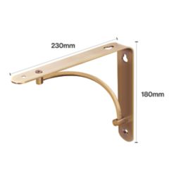 Essentials Arc  Shelf Brackets Brushed Brass 230mm x 180m 4 Pack