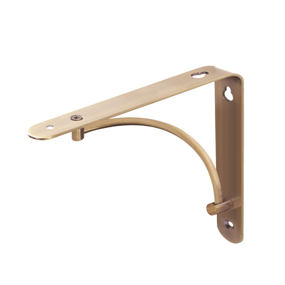Essentials Arc Shelf Brackets Brushed Brass 230mm x 180m 4 Pack Screwfix